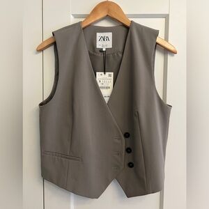 Zara Grey tailored vest waistcoat - Small